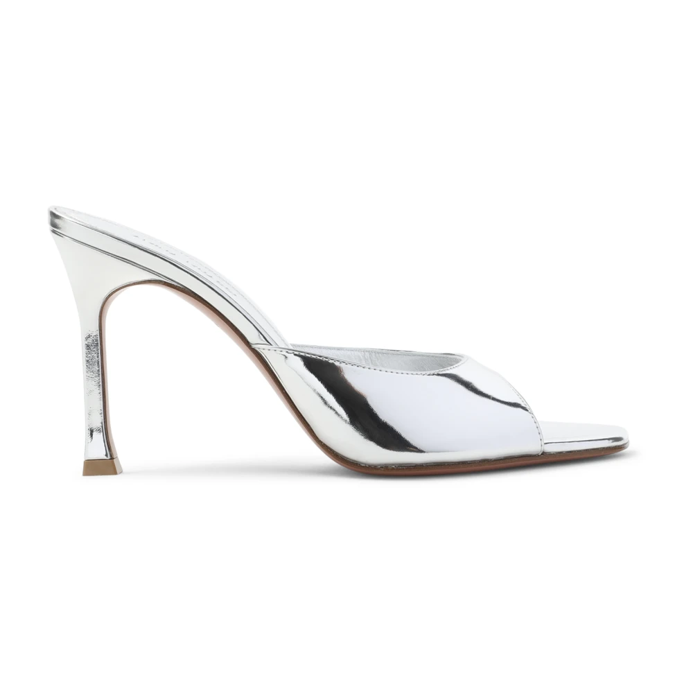 Amina Muaddi Donna Grigio Sandali Da Con Finitura Metallizzata Pe25