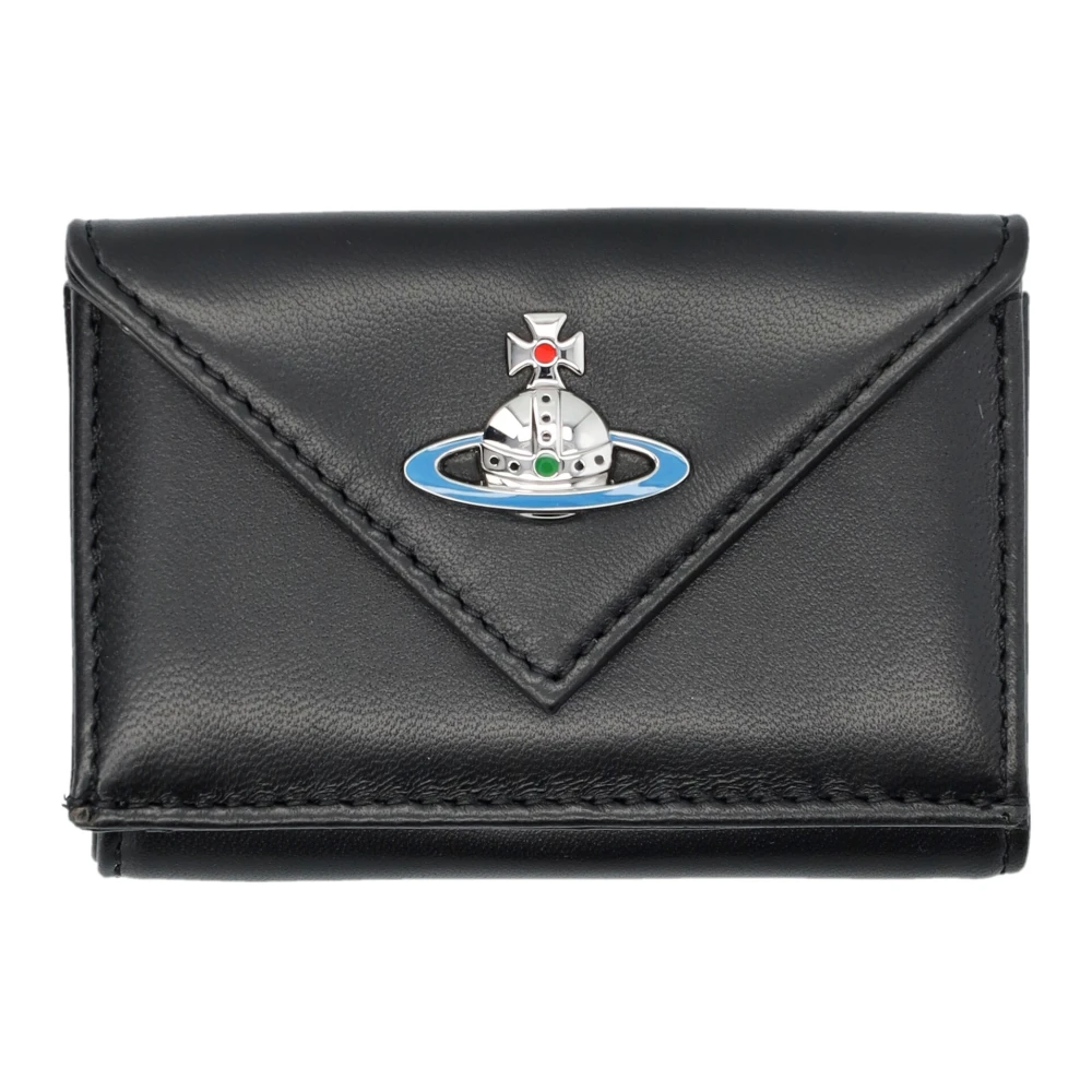 Vivienne Westwood Zwarte Leren Envelop Portemonnee Black Dames