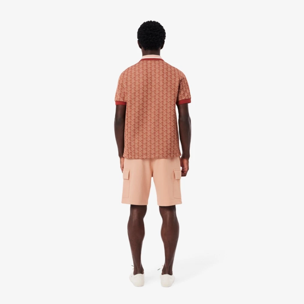Lacoste Casual katoenen shorts met krokodillenlogo Beige Heren