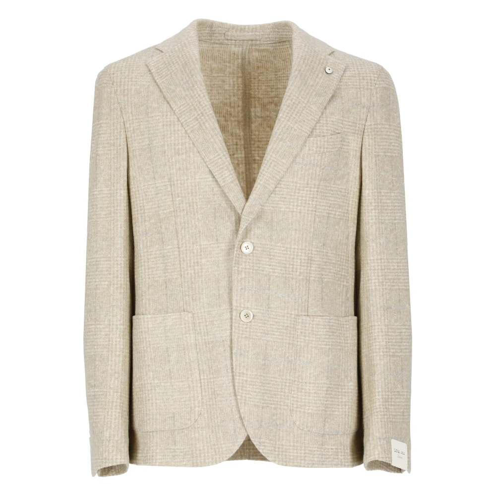 Lubiam Beige Katoenblend Jas met Peak Revers Beige Heren