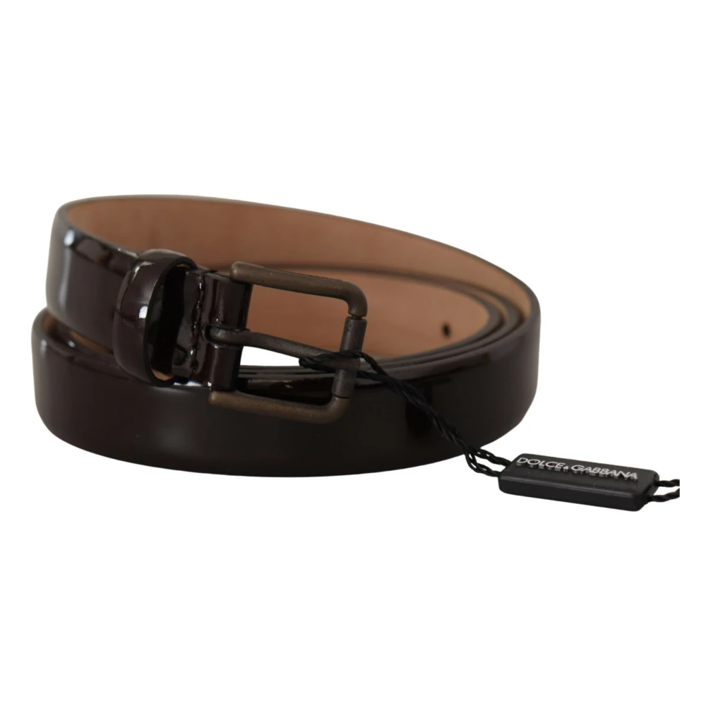 Dolce & Gabbana Zwart Patentleren Logo Taille Riem Black Dames