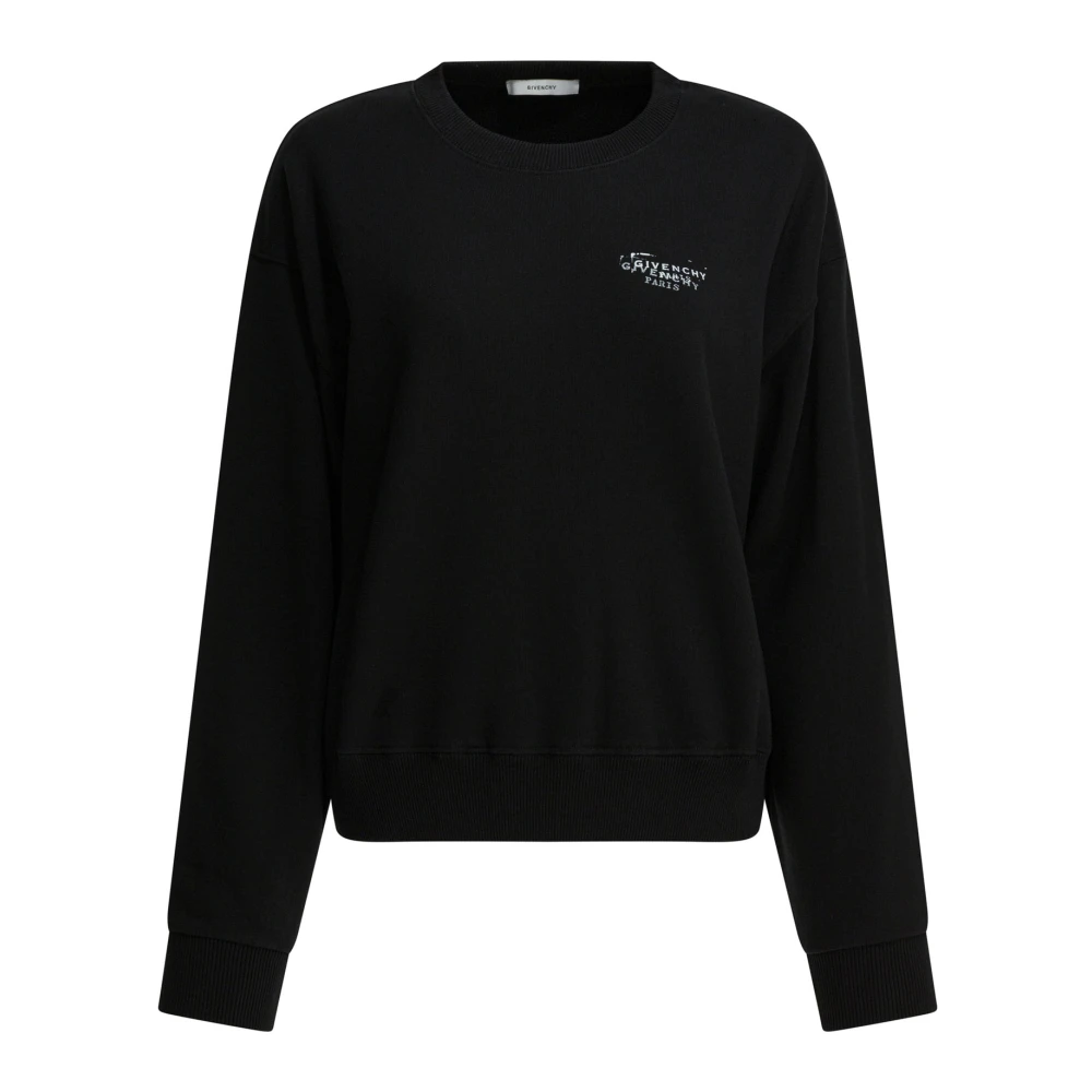 Givenchy Women's Black Sweatshirt In Fleece With Stamp Print - Sweatshirts - S - Sweatshirts & Hoodies