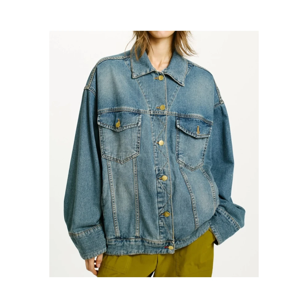 Momoni Oversized spijkerjasje met verlaagde schouders Blue Dames