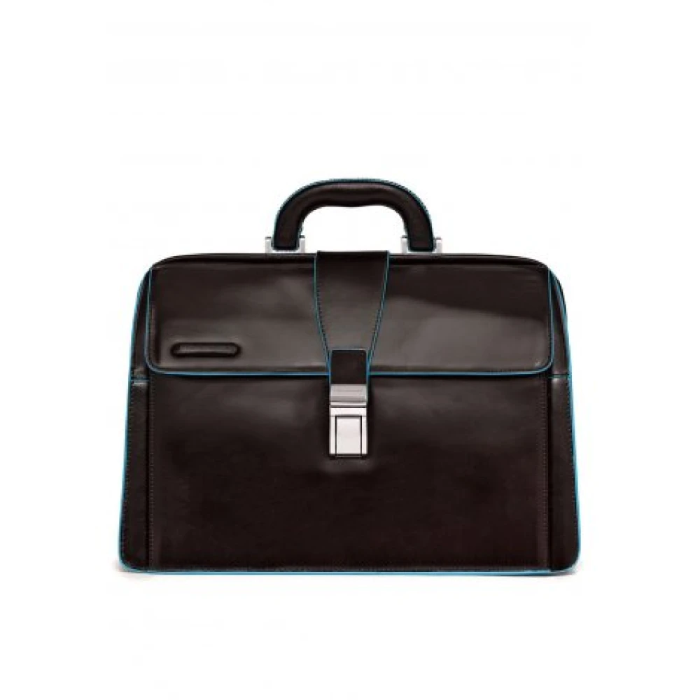 Piquadro Unisex Brown Blue Square Leather Doctor Bag