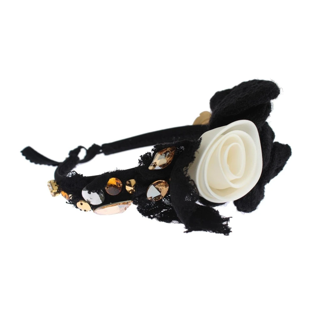 Dolce & Gabbana Women's Black Crystal Embellished Diadem Headband