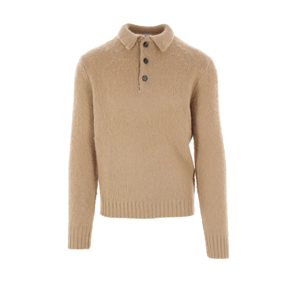 Aspesi Kameelwol Polo Sweater Brown Heren