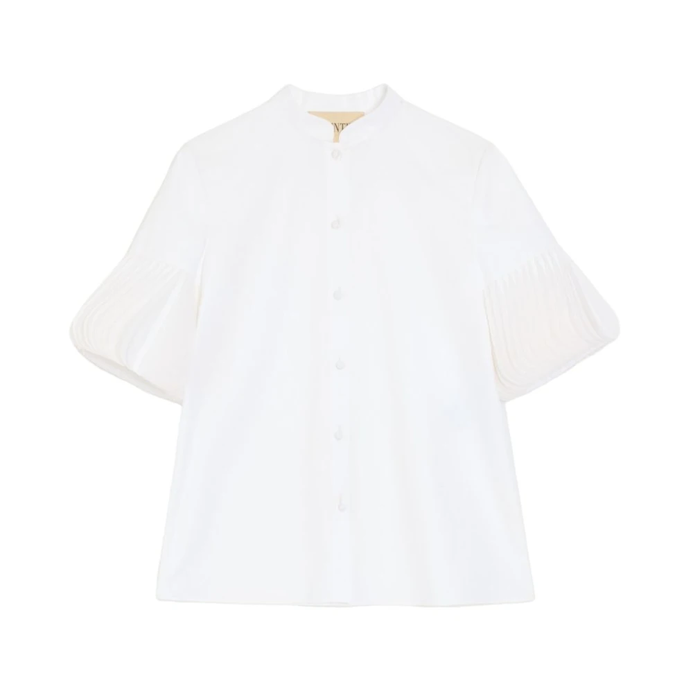 Valentino Garavani Women's White Embroidered Cotton Popeline Shirt
