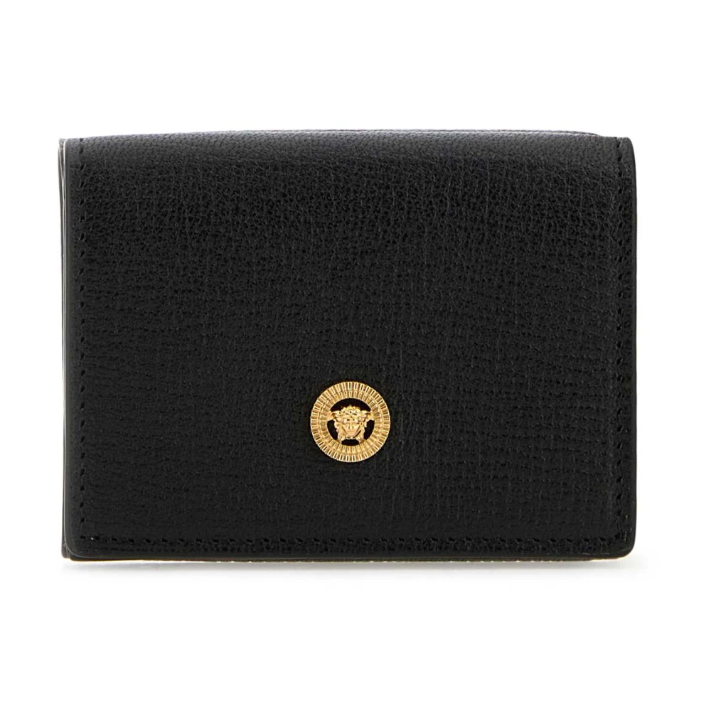 Versace Stijlvol Zwart Leren Portemonnee Black Heren