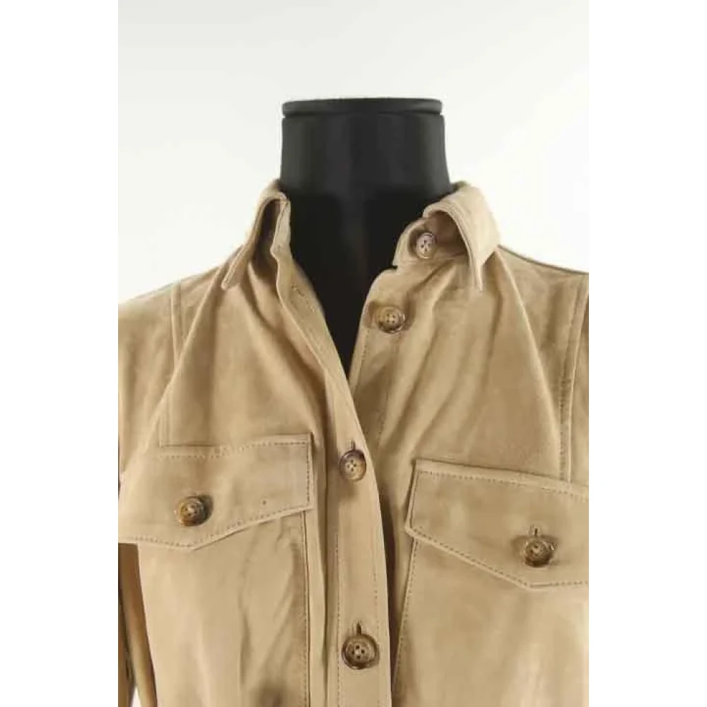 Ralph Lauren Pre-owned Leather outerwear Beige Dames