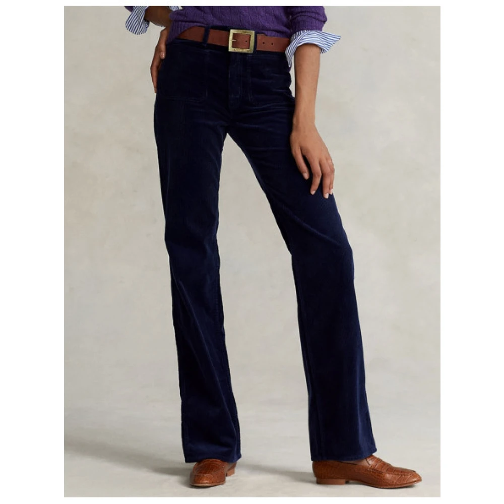 Polo Ralph Lauren Ribfluwelen Flare Broek Navy Cruise Blue Dames