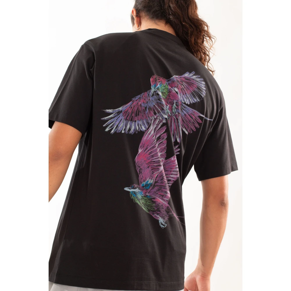 Y-3 Zwarte Grafische Korte Mouw Tee Black Heren