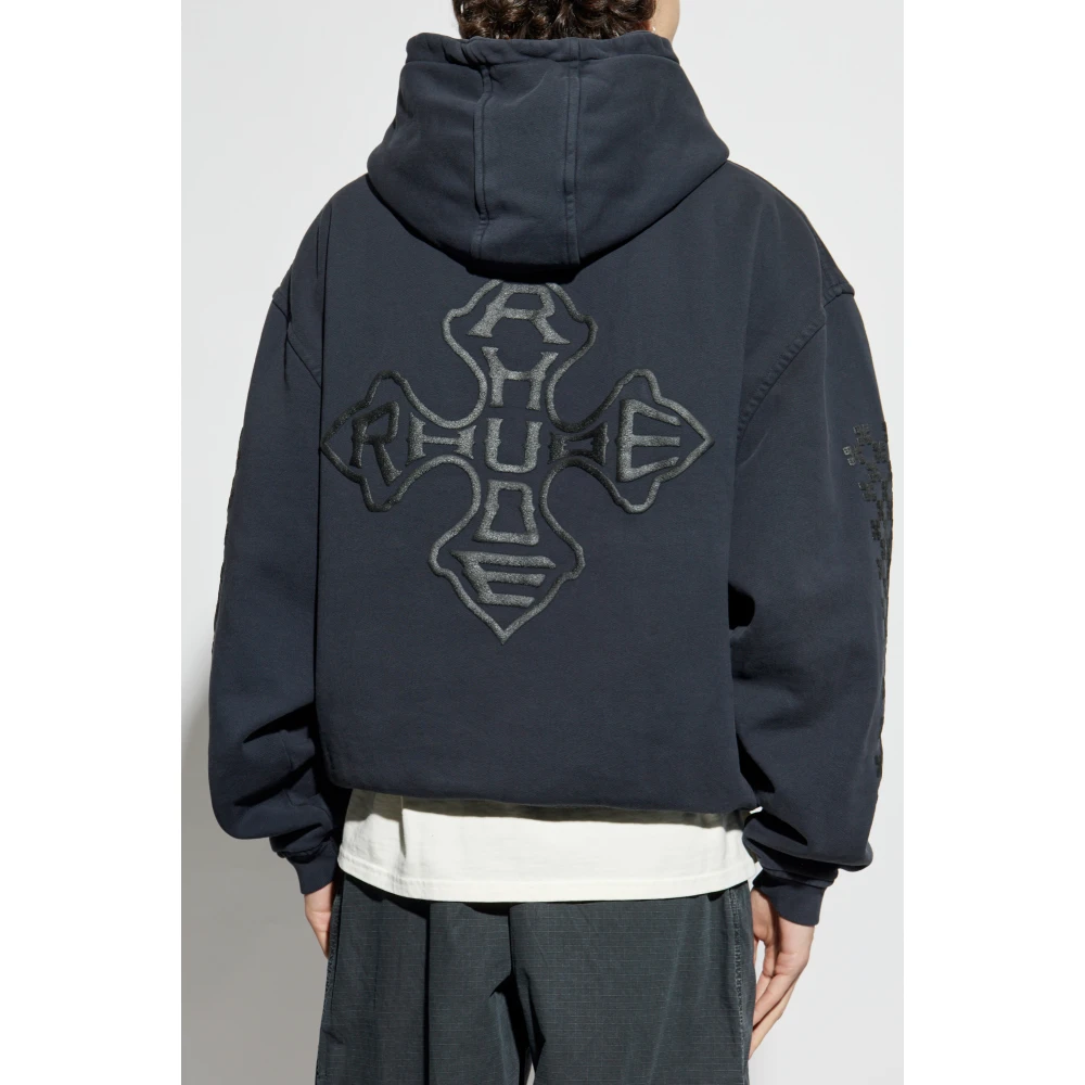 Rhude Logo Hoodie Gray Heren