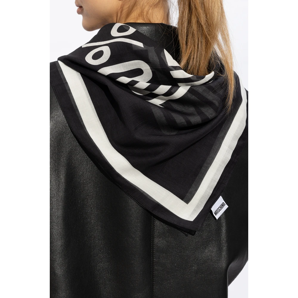 Moschino Sjaal met logo Black Dames