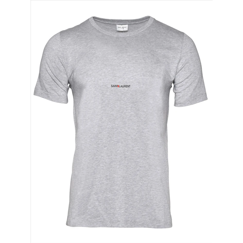 Saint Laurent Logo T-shirt Gray Heren