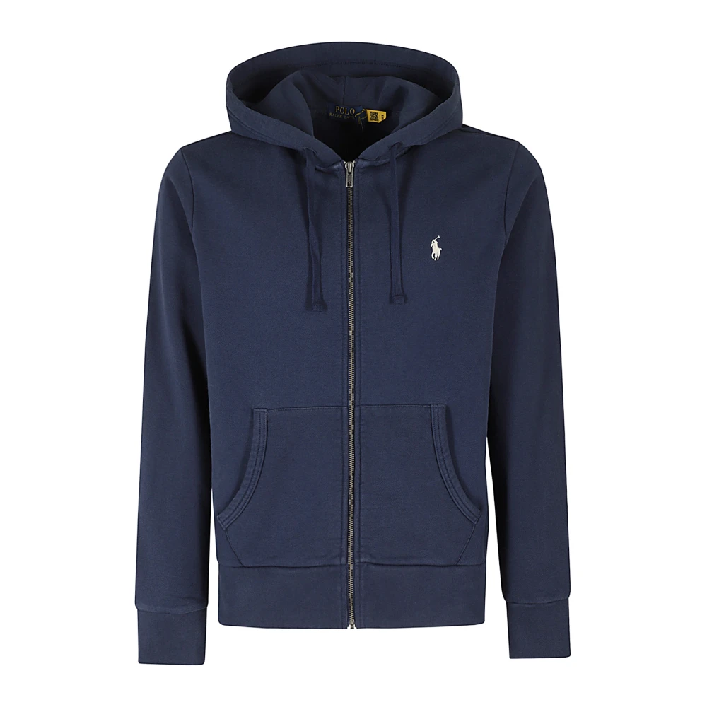 Ralph Lauren Full ZIP Cappuccio Loopback Blue, Herr