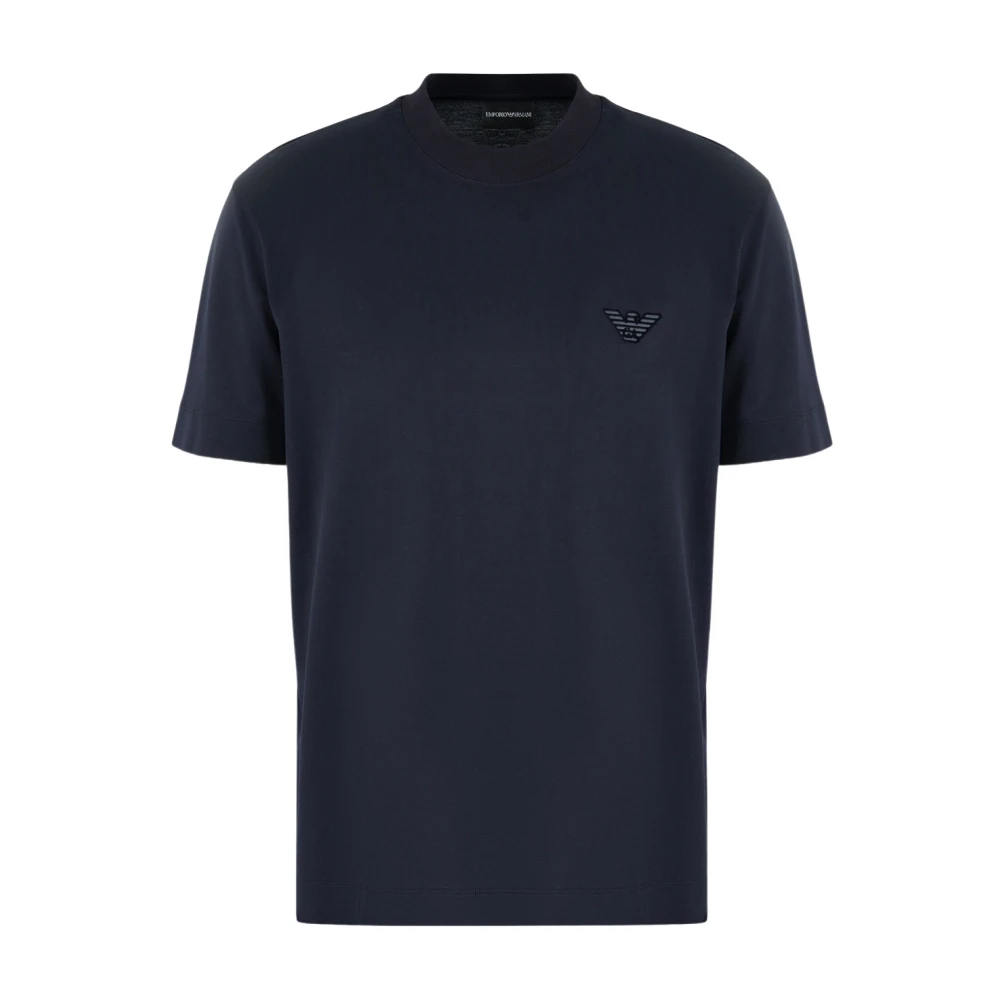 Emporio Armani T-shirt met fluweelzachte logokraag Blue Heren