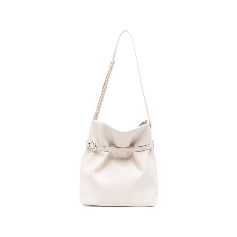 Emporio Armani Vrouw Wit Tassen Dames, One Size, Leer, Glad Leren Bucket Bag