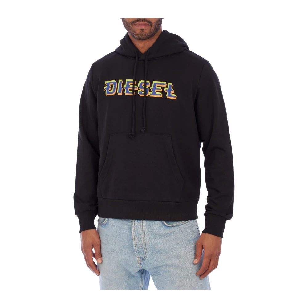 Diesel Men's Black Hoodies, 2XL, Urban Hoodie With Adjustable Hood