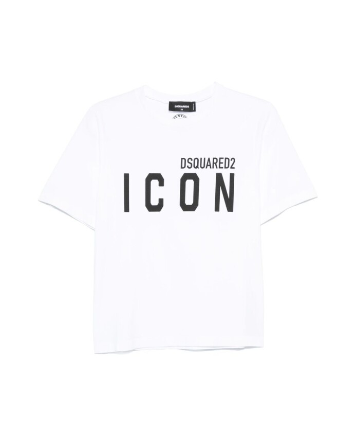 white-icon-print-crew-neck-t-shirt