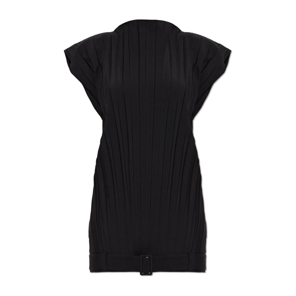 Mm6 Maison Margiela Vrouw Zwart Kleedjes Dames, S, Geplooide Jurk