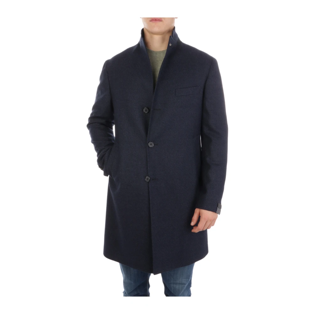 Tagliatore Eenvoudige Geknoopte Jas Blue Heren