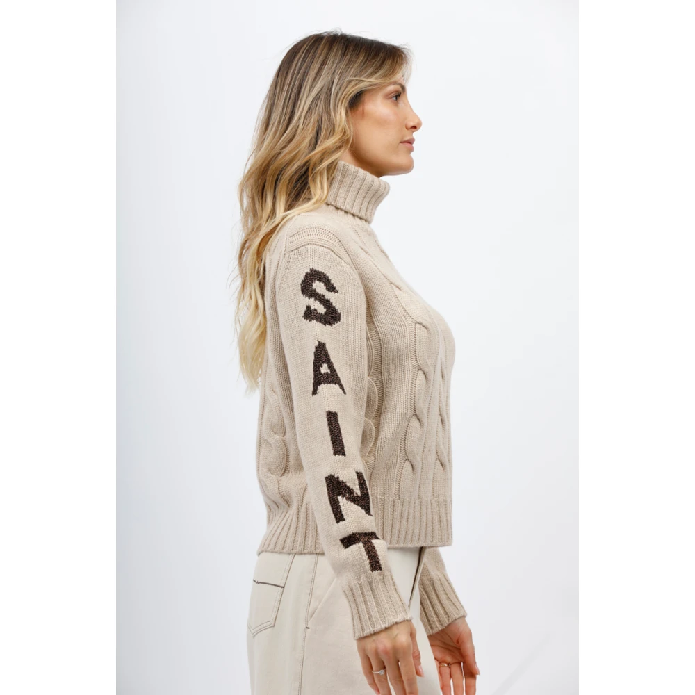 MC2 Saint Barth Gebreide coltrui Beige Dames