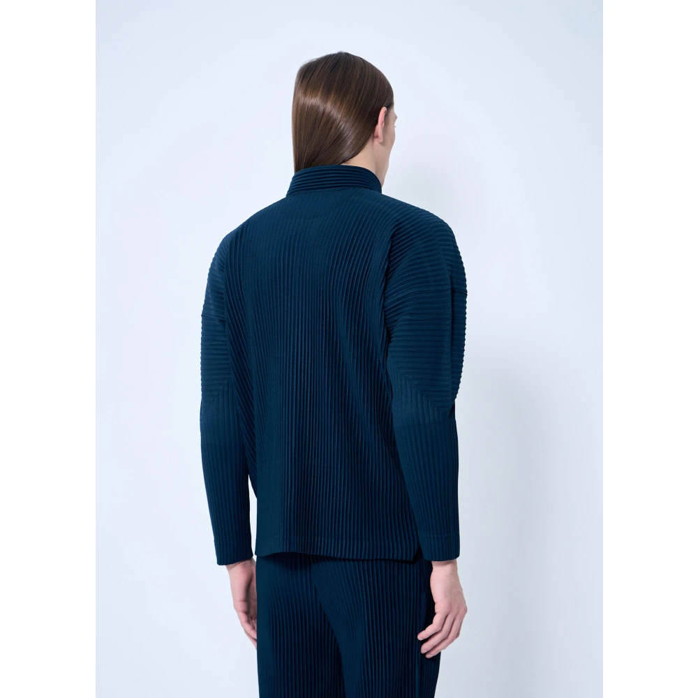 Issey Miyake Geplooide Overhemd met Lange Mouwen Blue Heren
