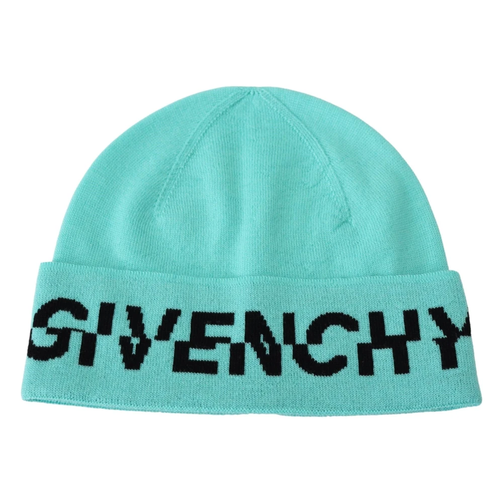 Givenchy Aquamarijn Groene Beanie met Handtekening Logo Green Unisex