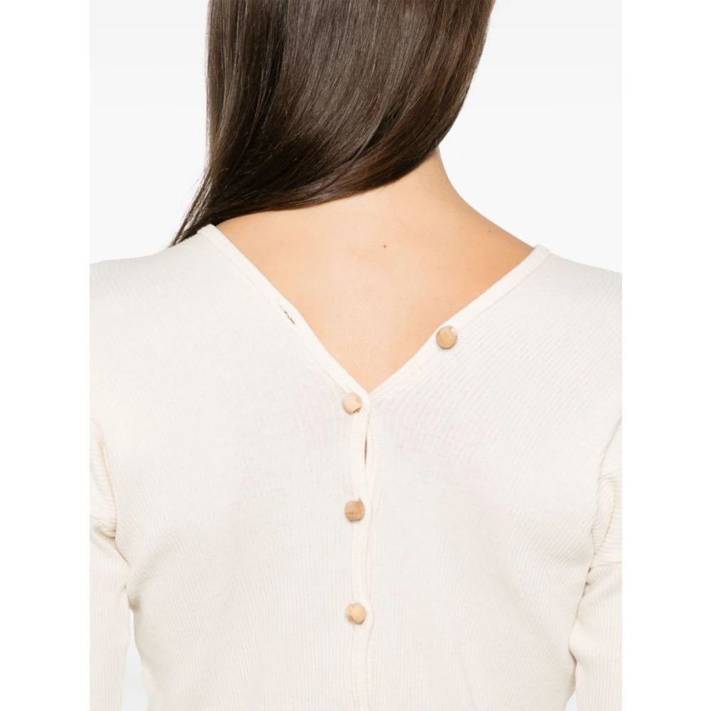 Baserange Merino Wol Coltrui Trui Bruin White Dames