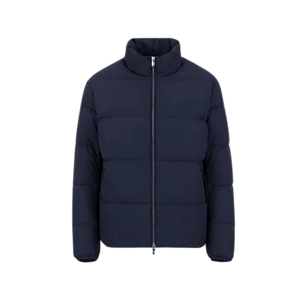 Emporio Armani Blauwe Gewatteerde Nylon Donsjas Blue Heren