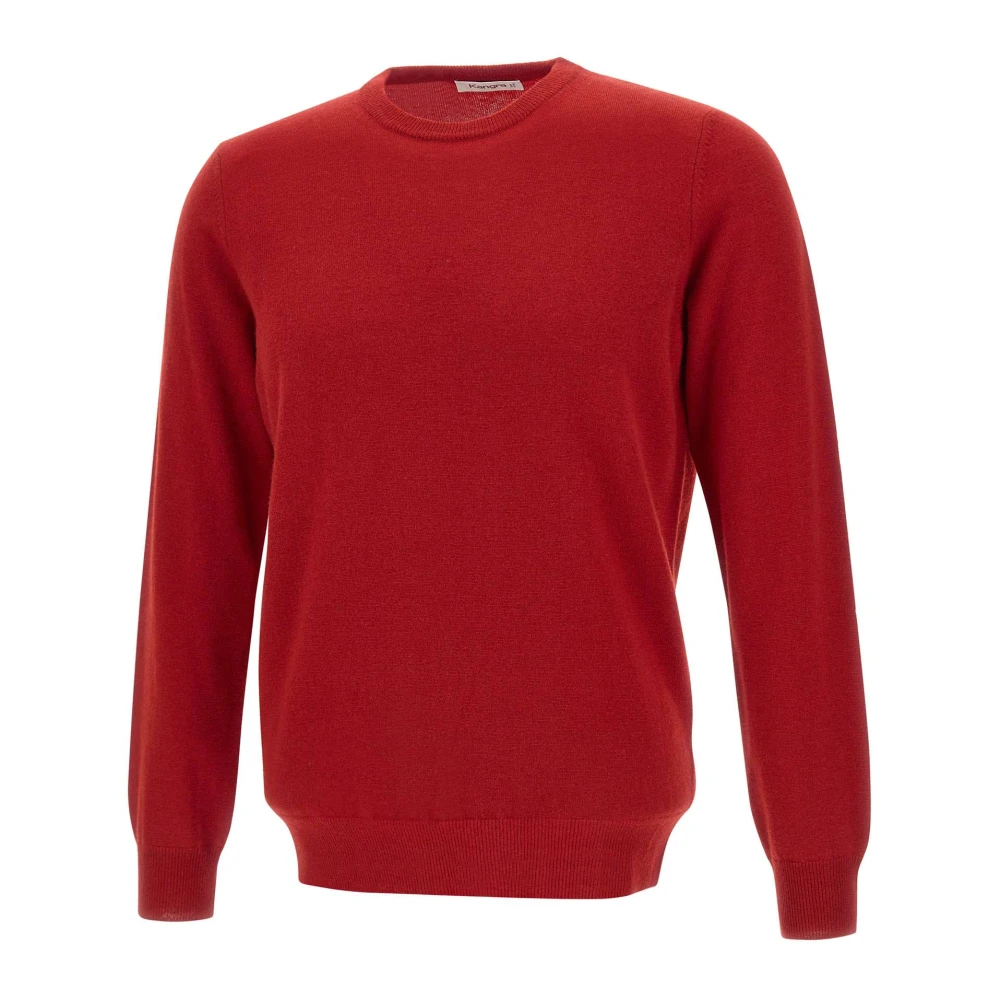 Kangra Men's Red Crew-Neck Wool Sweater