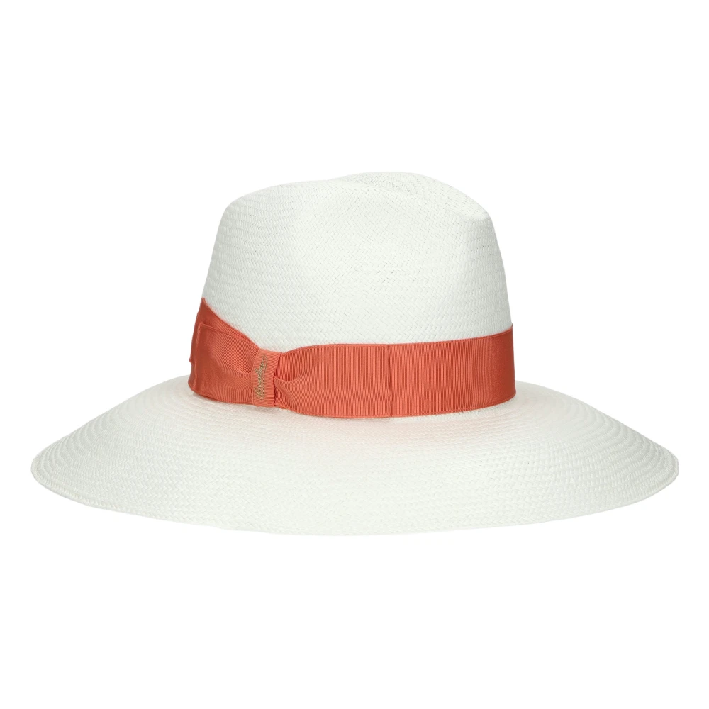 Borsalino Sophie Panama Fijne Brede Rand Hoed White Dames