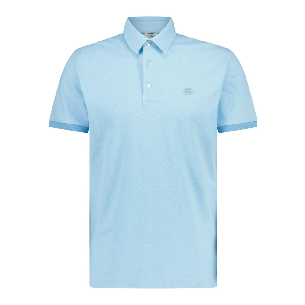 ETRO Polo shirt met logo borduursel Blue Heren
