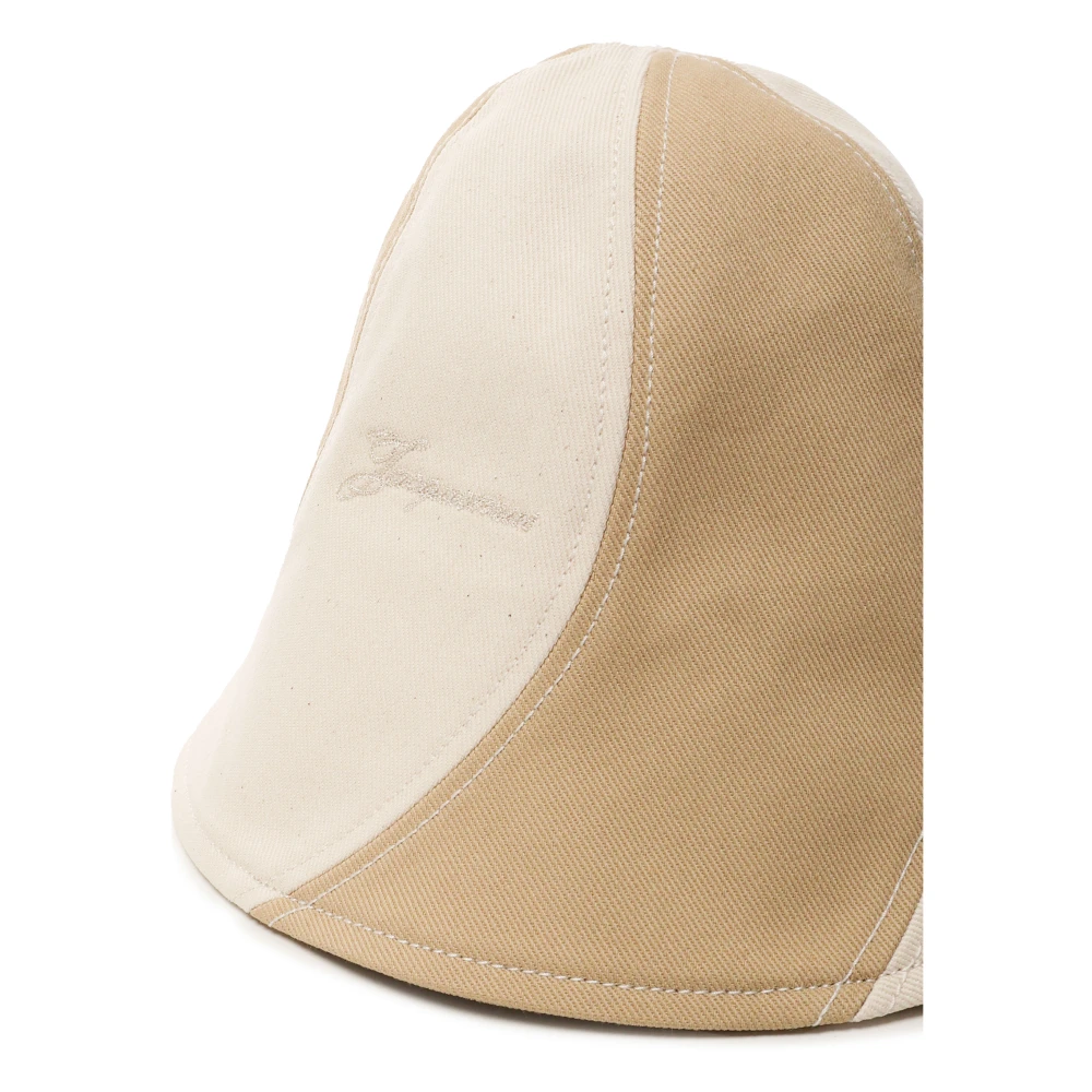 Jacquemus Beige Katoenen Geborduurde Logo Hoed Beige Dames