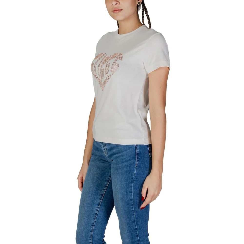Guess Crème Katoenen T-shirt Lente Zomer Collectie White Dames