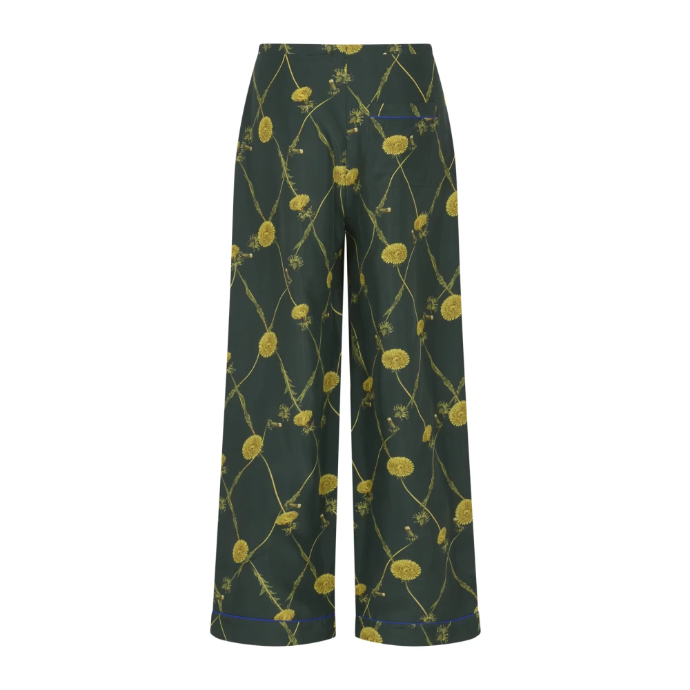 Burberry Zijden Pyjamabroek met Paardenbloemprint Green Dames