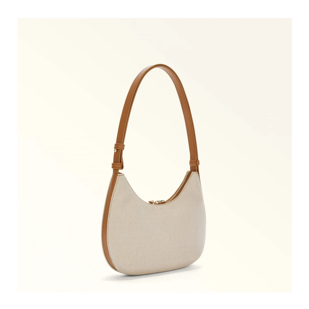 Furla Canvas en leren crossbody tas Beige Dames