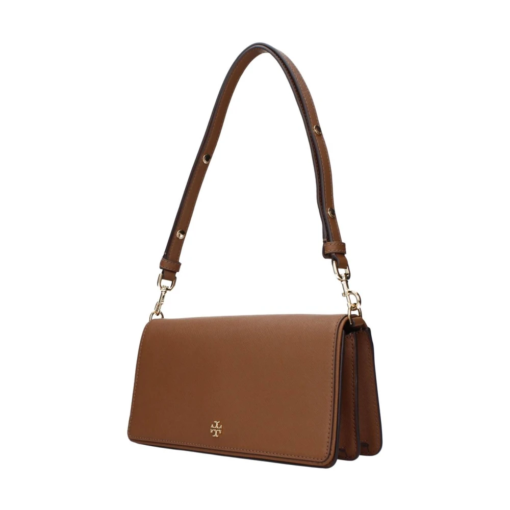 Tory Burch Vrouw Bruin Tassen Dames, One Size, Leer, E Leren Schoudertas Met Verstelbare Handvatten