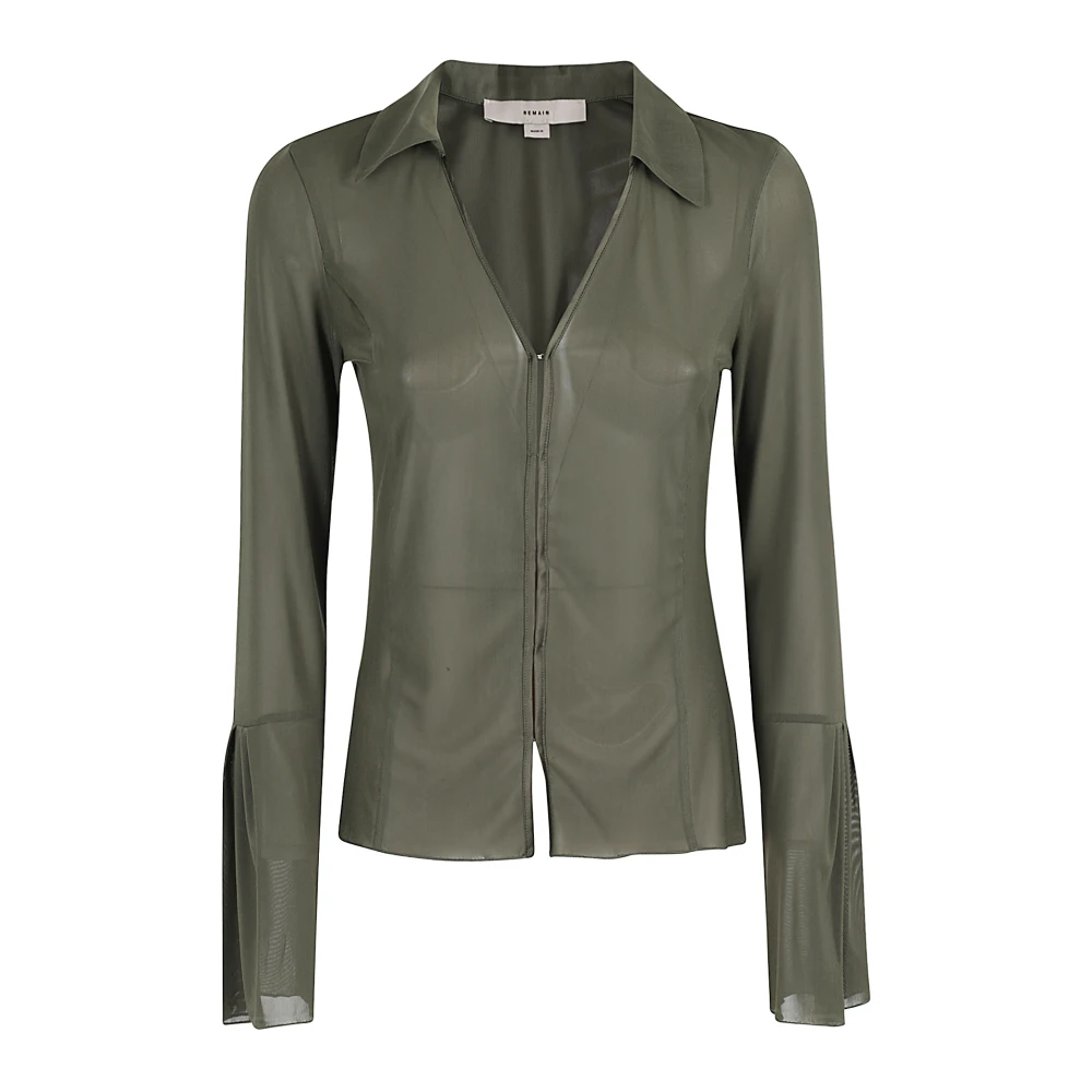 Remain Birger Christensen Gerimpeld Slim Fit Overhemd Green Dames