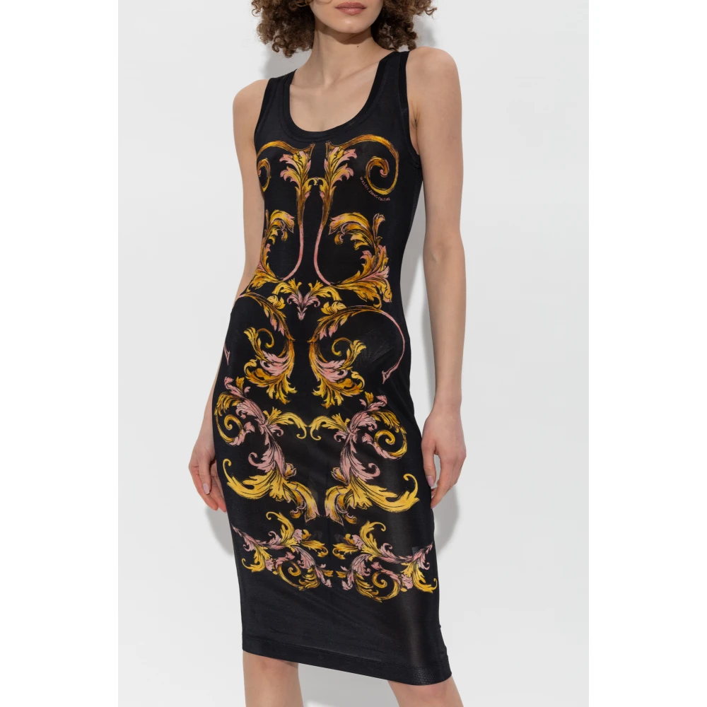 Versace Jeans Couture Jurk met Outline Barocco print Black Dames