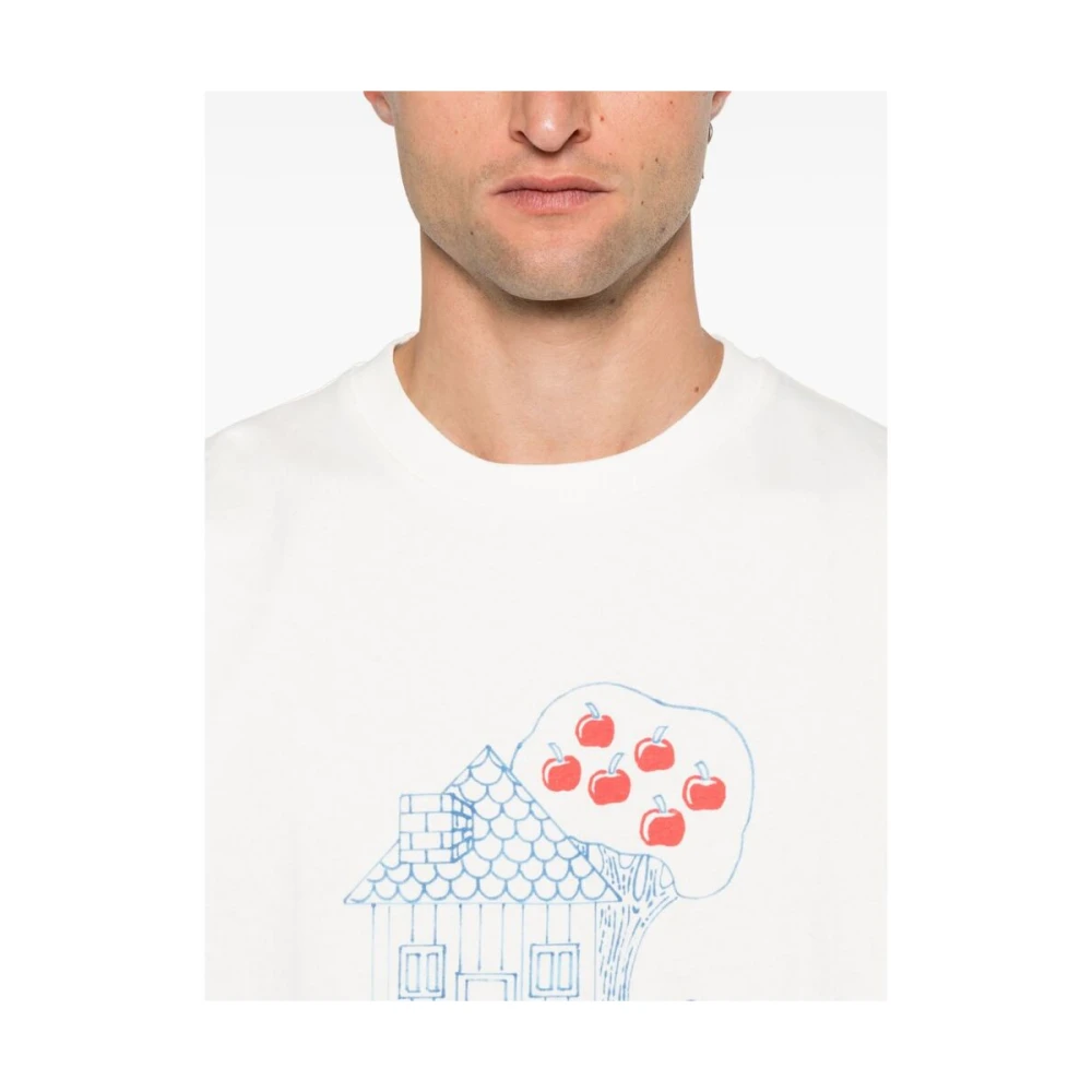Our Legacy Wit Cartoon Print Crew Neck T-shirt White Heren