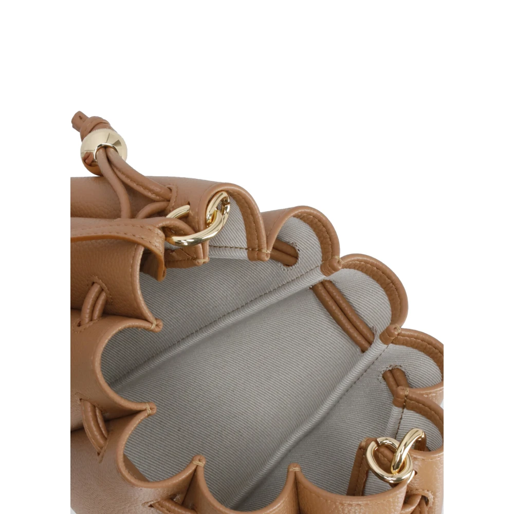 THEMOIRè Bruine vegan leren schoudertas met trekkoordsluiting Brown Dames