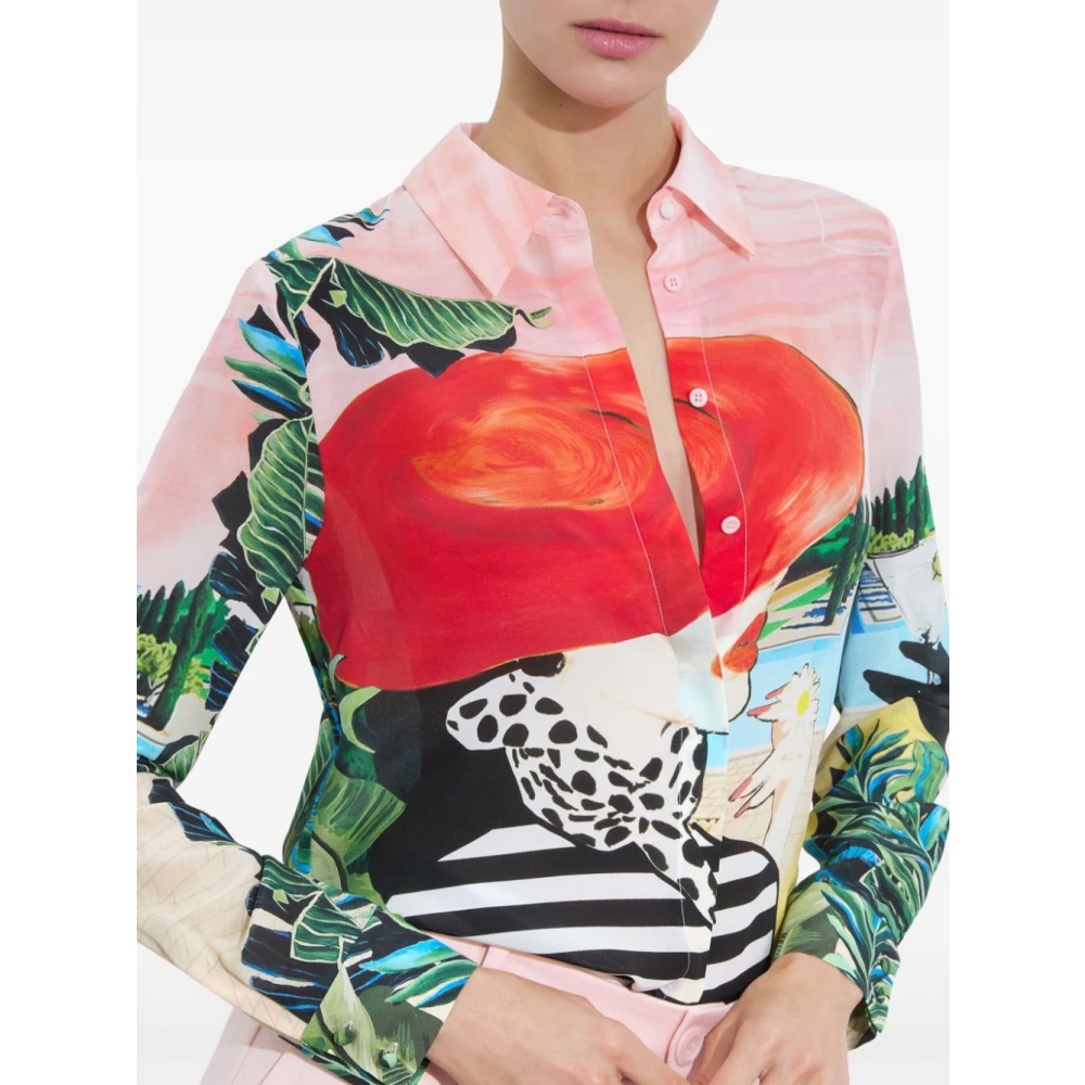alice + olivia Grafische Print MultiColour Top met Roze Accents Multicolor Dames