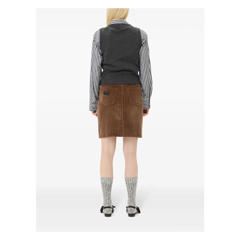 Ganni Grafische Katten Wollen Vest Gray Dames