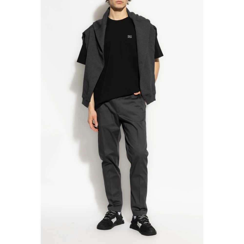 Dolce & Gabbana T-shirt met logo applicatie Black Heren
