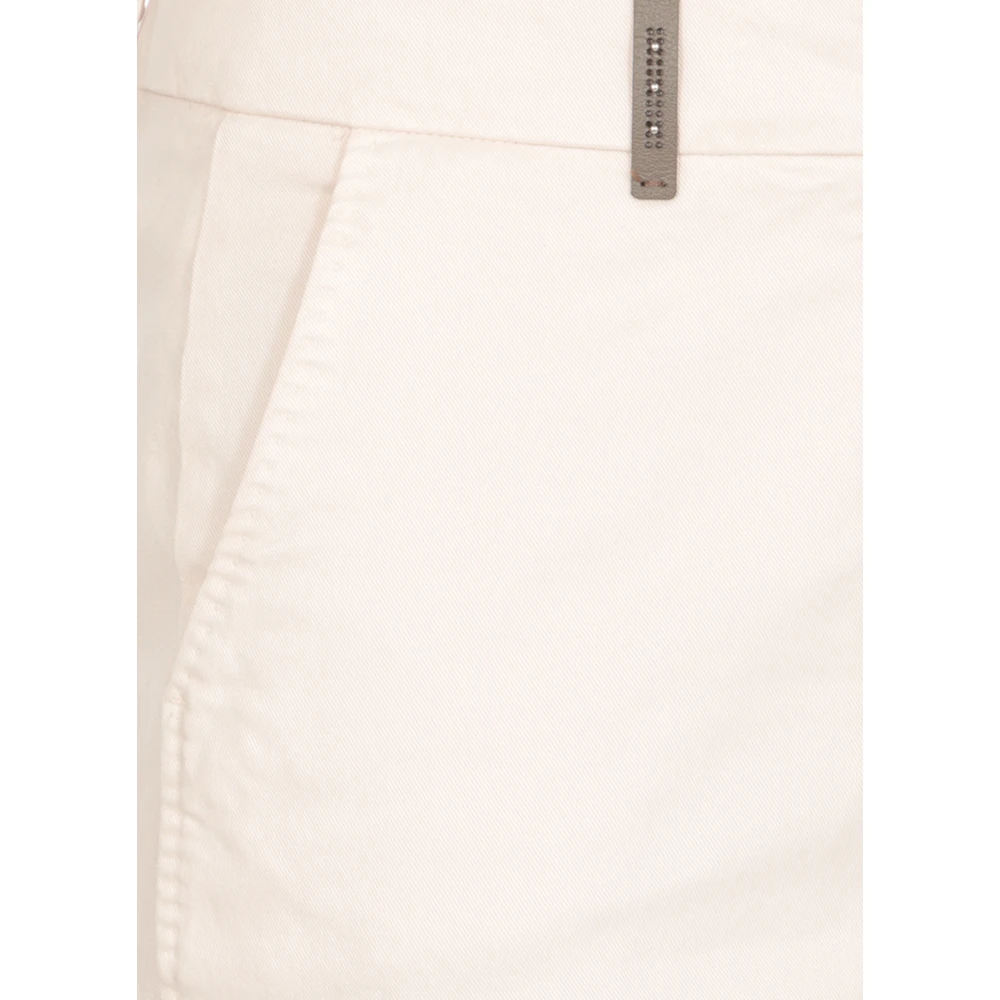 PESERICO Roze Katoenen Broek met Leren Detail Pink Dames