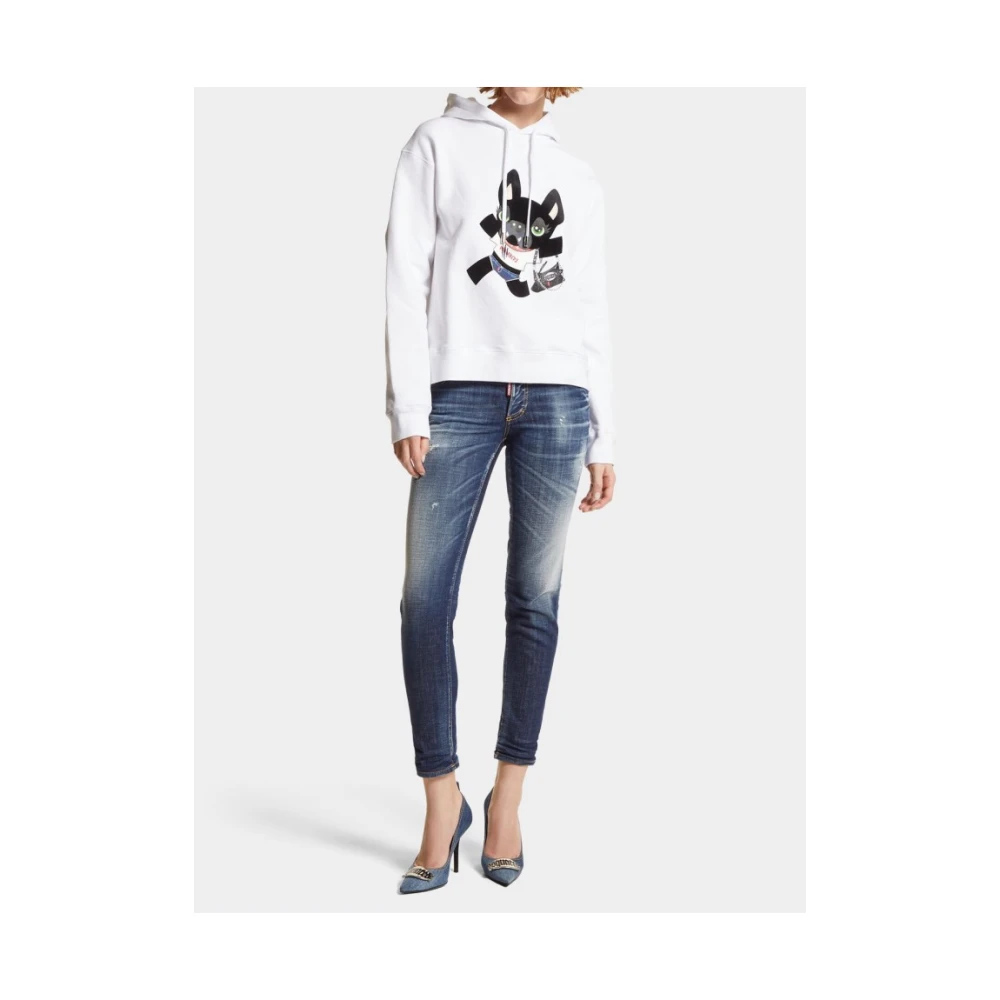 Dsquared2 Ciro Print Hoodie met Versieringen White Heren