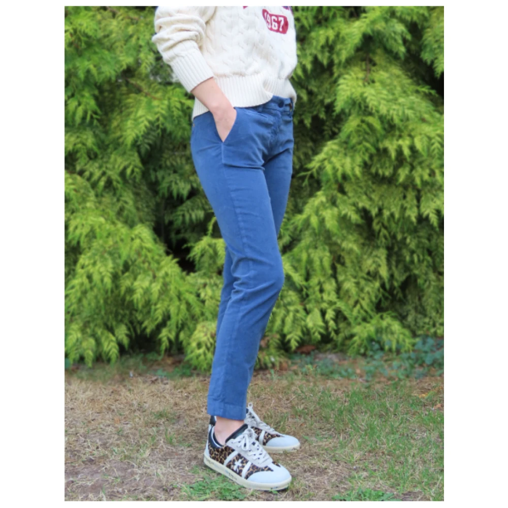 Mason's Slimme New York Fluwelen Broek Blue Dames