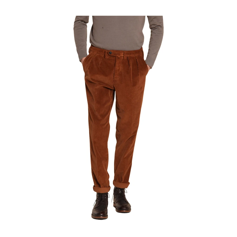 Mason's Men's Brown Slim-Fit Trousers, L, Corduroy Chino Trousers Relaxed Fit
