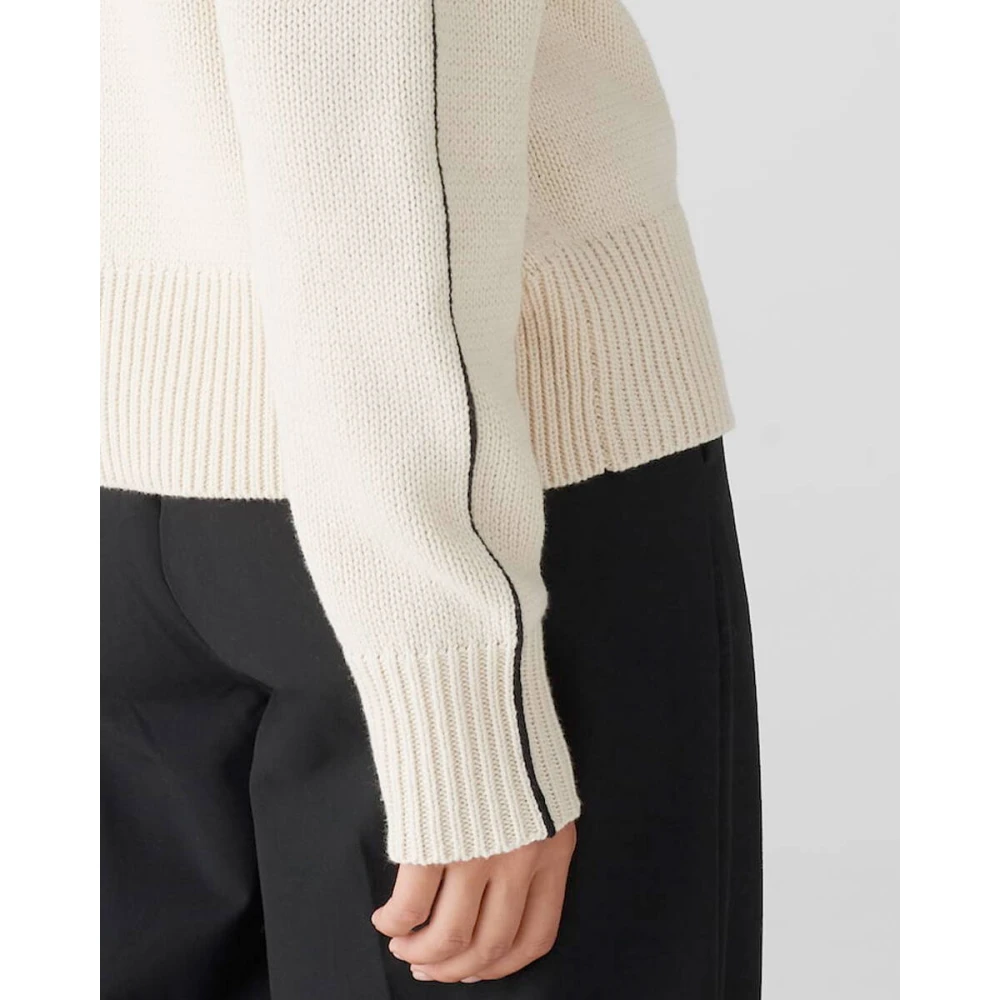 Opus Stijlvolle Pullover met Piping Detail Beige Dames
